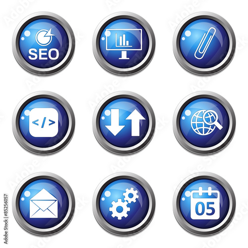 Free Download SEO Internet Sign Blue Vector Button Icon Design Set 6 - GFXLoad