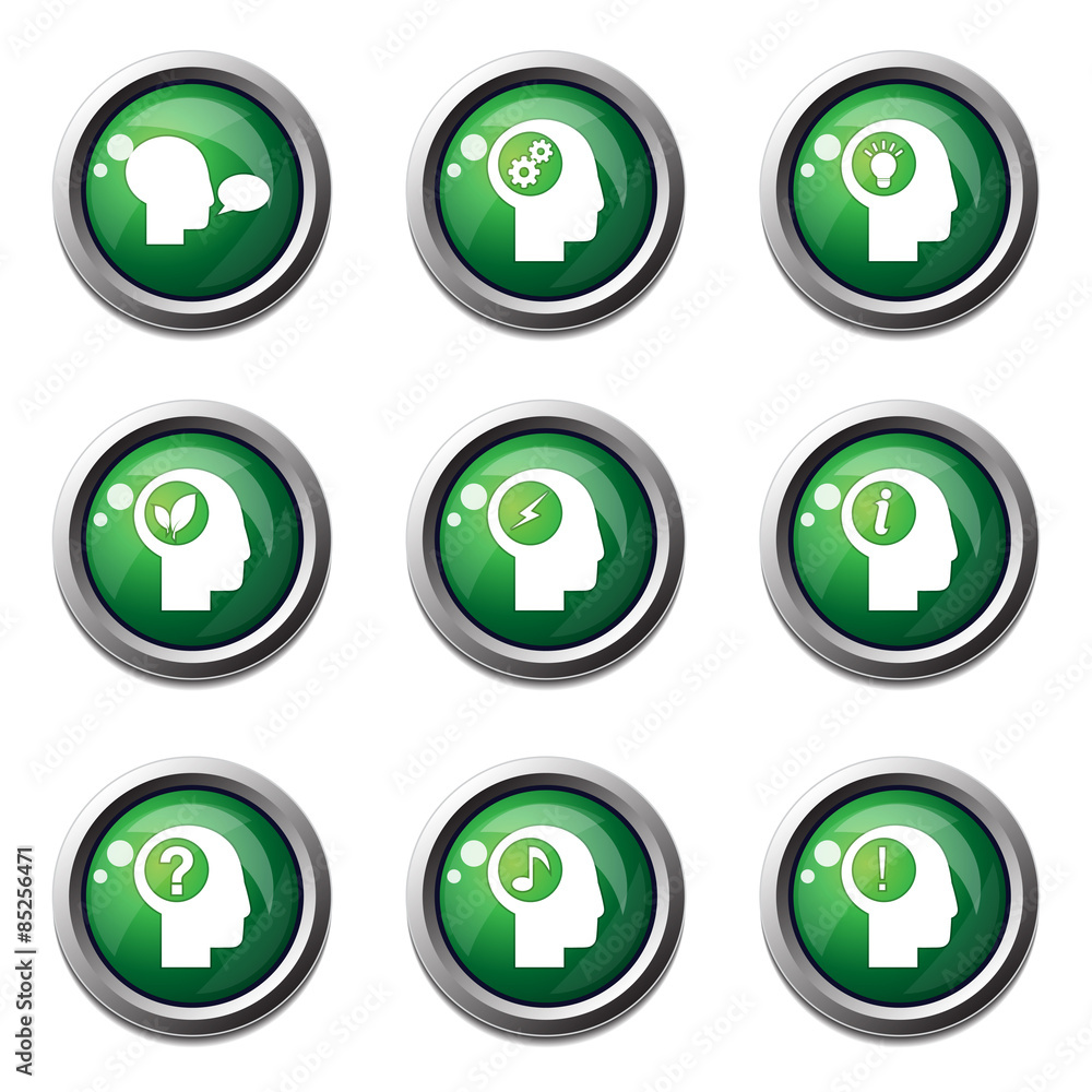Think Web Internet Green Vector Button Icon Design Set Think Web Internet Green Vector Button Icon Design Set