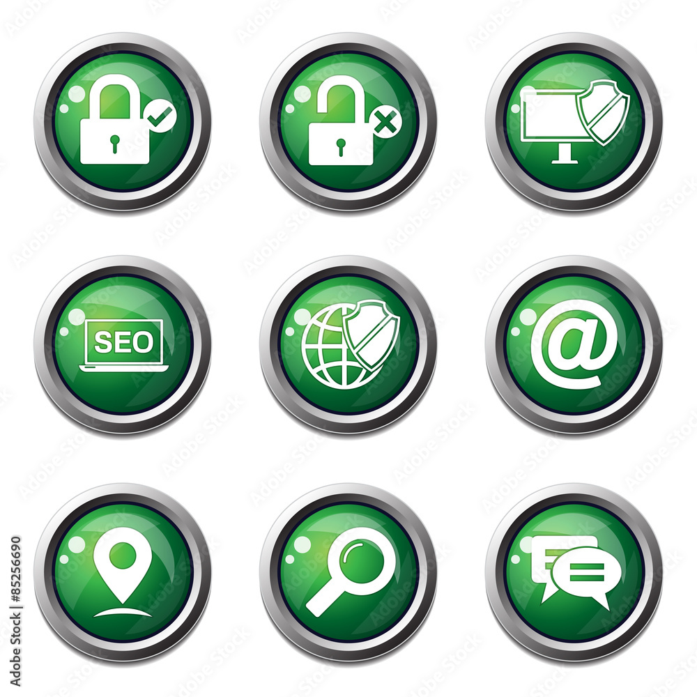 SEO Internet Sign Green Vector Button Icon Design Set 3