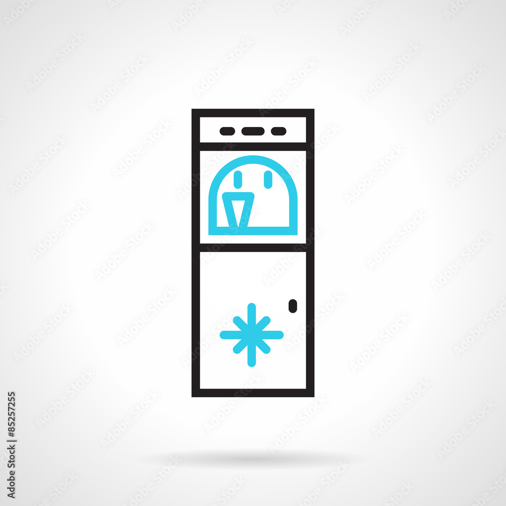 Water refrigerator black and blue line vector icon
