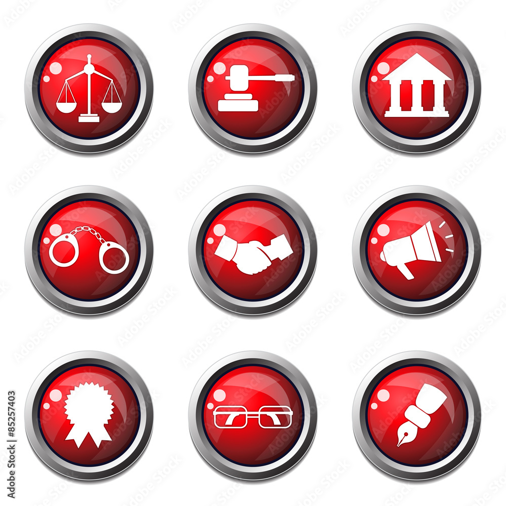 Law Sign Red Vector Button Icon Design Set Law Sign Red Vector Button Icon Design Set