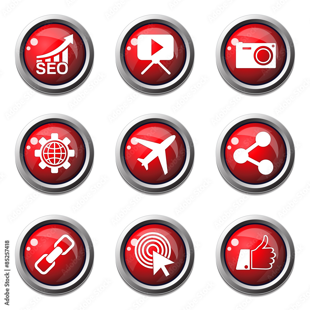 SEO Internet Sign Red Vector Button Icon Design Set 1 SEO Internet Sign Red Vector Button Icon Design Set 1