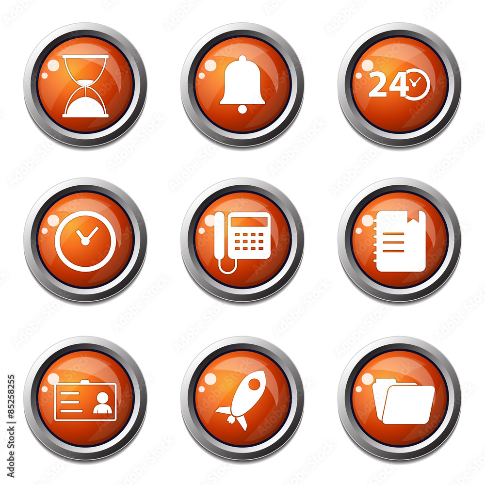 Time Duration Orange Vector Button Icon Design Set Time Duration Orange Vector Button Icon Design Set