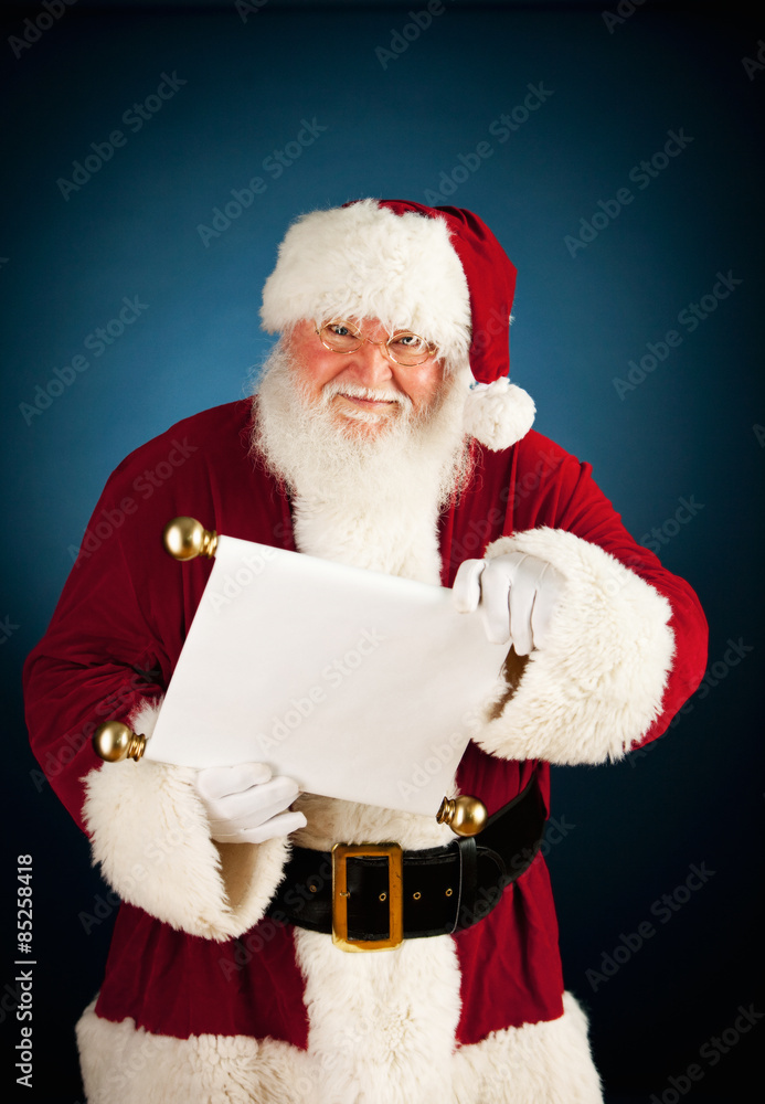 Naklejka premium Santa: Holding the Good and Bad List