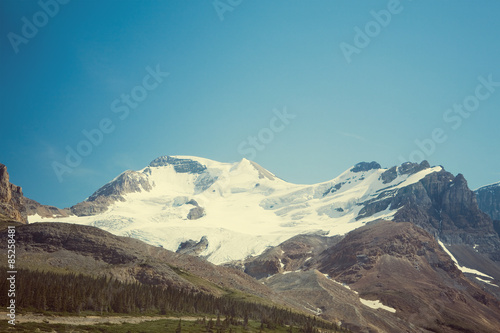 Canadian Rockies mountain peak and snow near Banff, Alberta