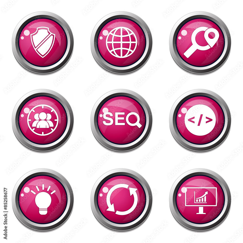 SEO Internet Sign Pink Vector Button Icon Design Set 2 SEO Internet Sign Pink Vector Button Icon Design Set 2