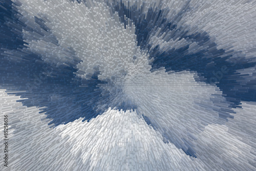Extrude and blur background of dark blue sky and white clouds