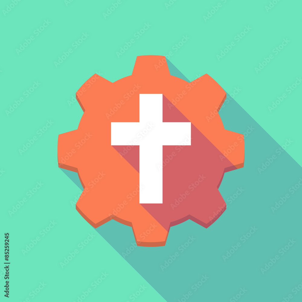 Obraz premium Long shadow gear icob with a cross