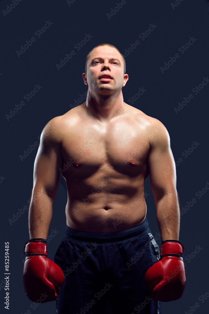 Muscular man - young caucasian boxer Muscular man - young caucasian boxer