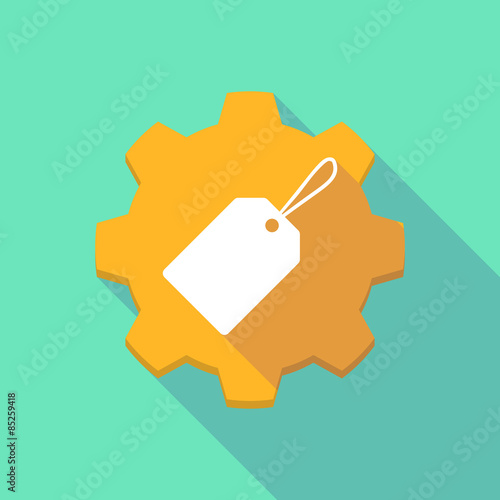 Long shadow gear icon with a label