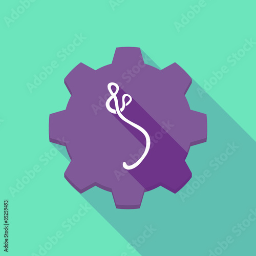 Long shadow gear icon with an ebola sign