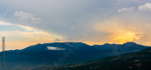 Sunset view on mountain in Crimea