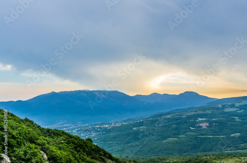 Sunset view on mountain in Crimea
