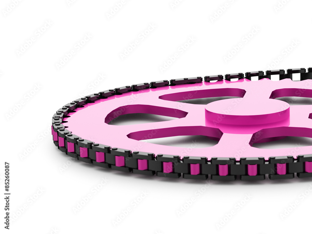 Pink gears with chain concept