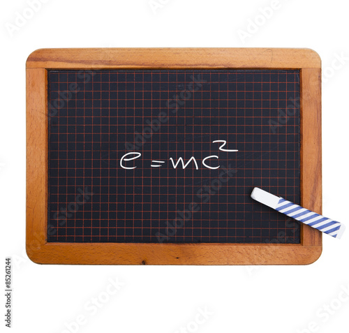 Schultafel mit e=mc2 Formel