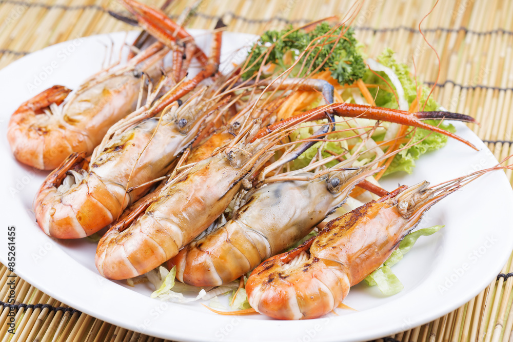 Group of grilled shrimps Group of grilled shrimps