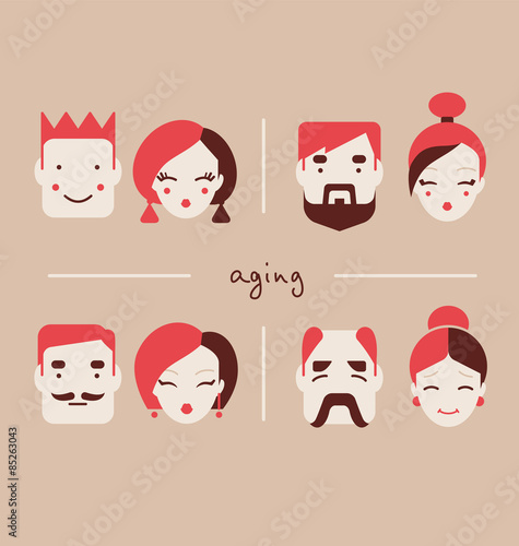 people in different ages icon collection vector