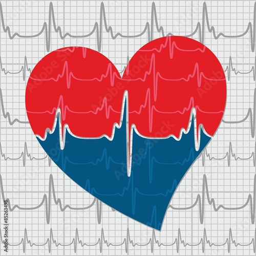Heart with the cardiogram. 