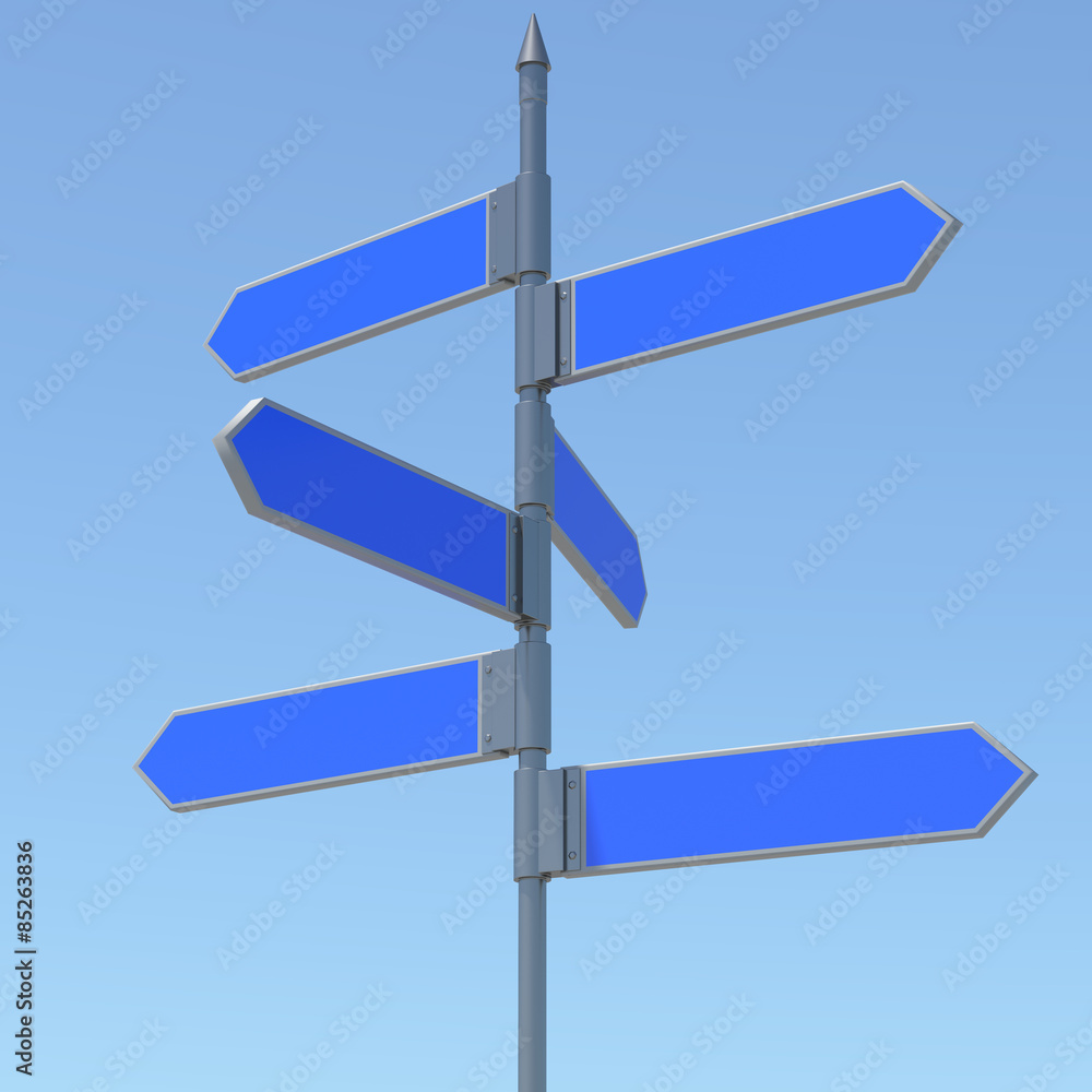 Metal pillar with signposts directions Metal pillar with signposts directions