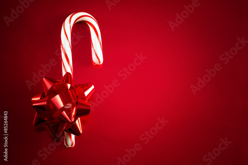 Christmas Candy Cane & Red Background