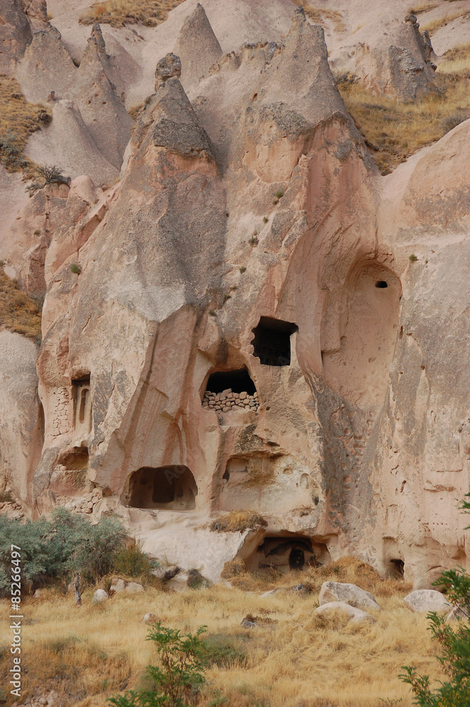 Ortahisar cave city in Cappadocia, Turkey