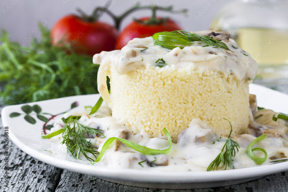 Couscous with mushrooms and onion Couscous with mushrooms and onion