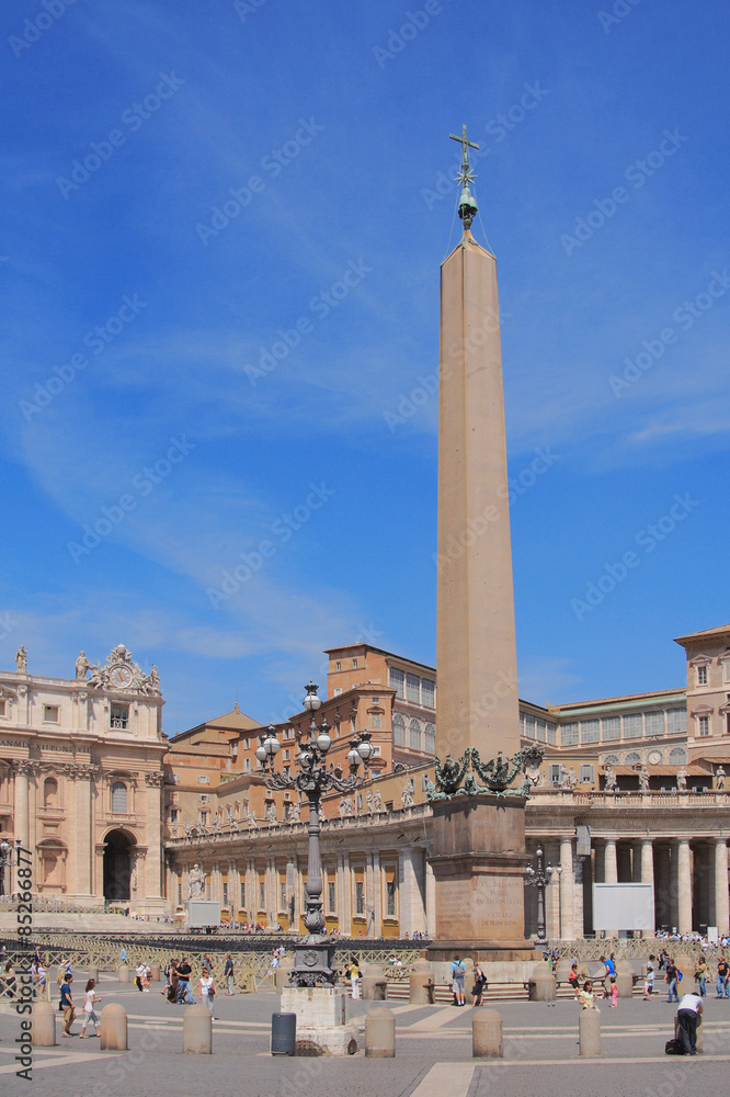 Egyptian obelisk from pink granite, Saint Peter's Square. Vatican, Rome, Italy