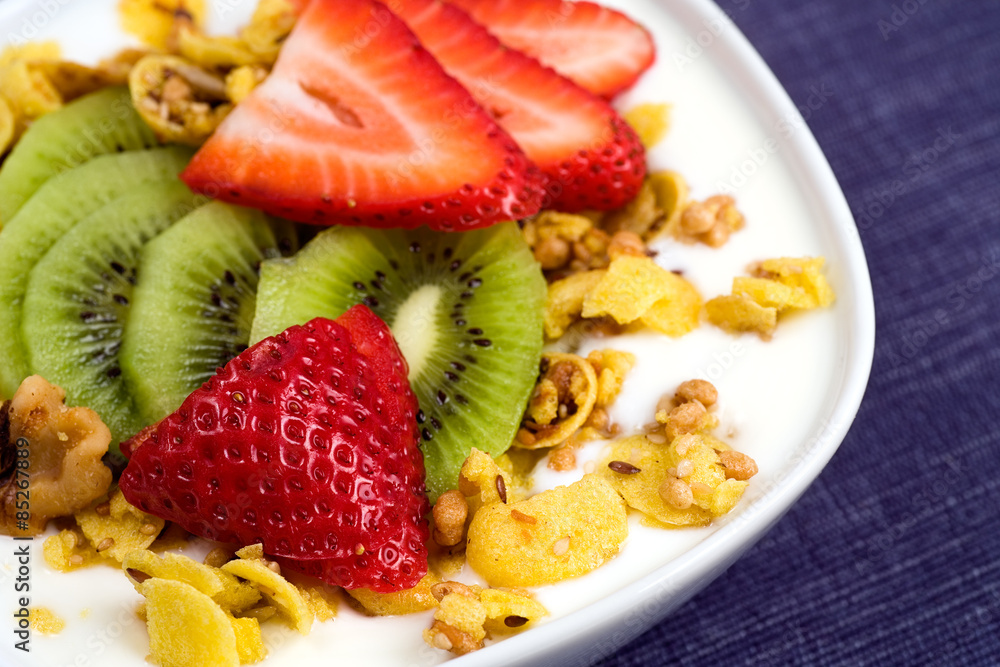 Mixed fruit with granola & plain Greek yogurt. Mixed fruit with granola & plain Greek yogurt.