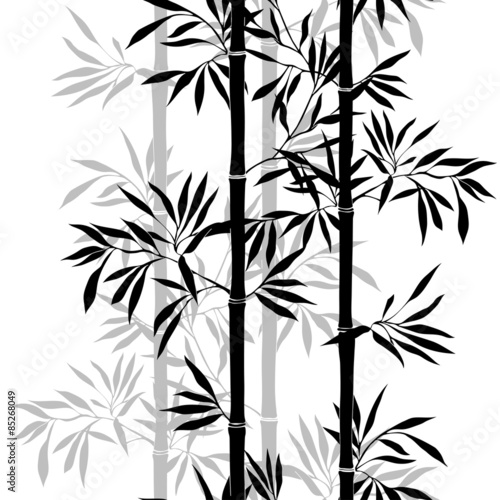 Naklejka Tło liści bambusa. Kwiecista bezszwowa tekstura z liśćmi.