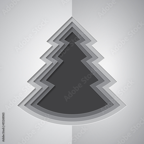 Grey paper cutout christmas tree