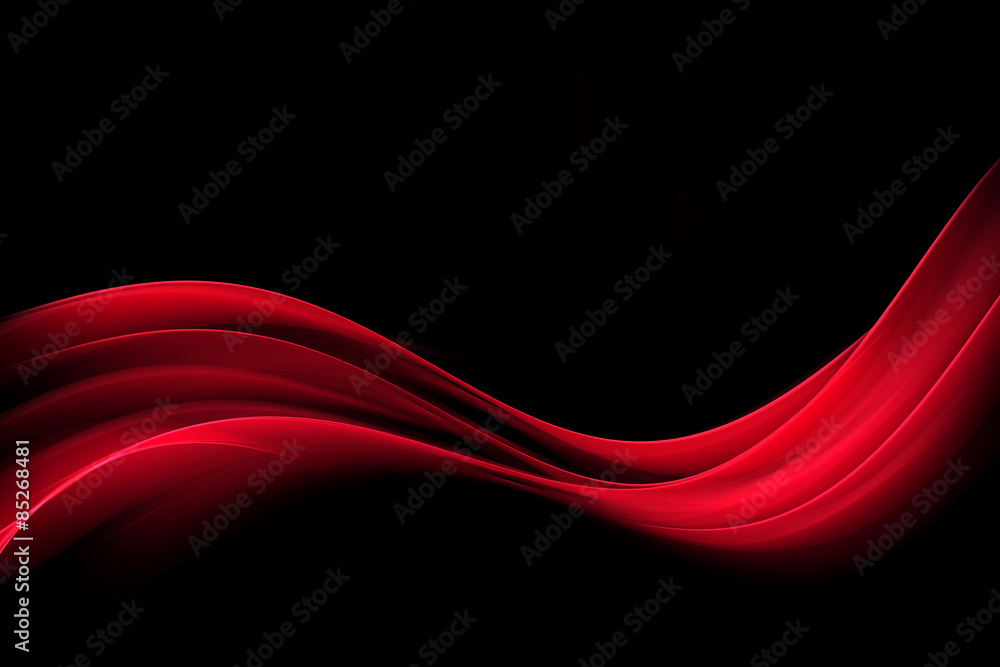 Red Waves Abstract - obrazy, fototapety, plakaty 