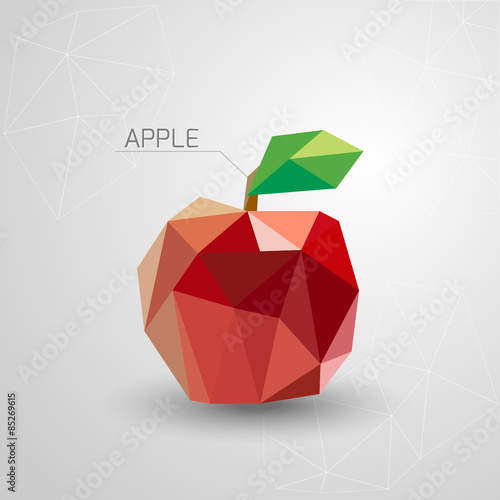 Juicy apple polygon . Vector illustration