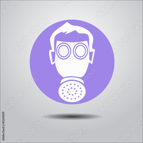 Logo face shield. Gas mask on her face