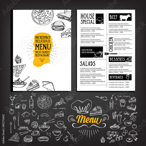 Restaurant cafe menu, template design. Food flyer.