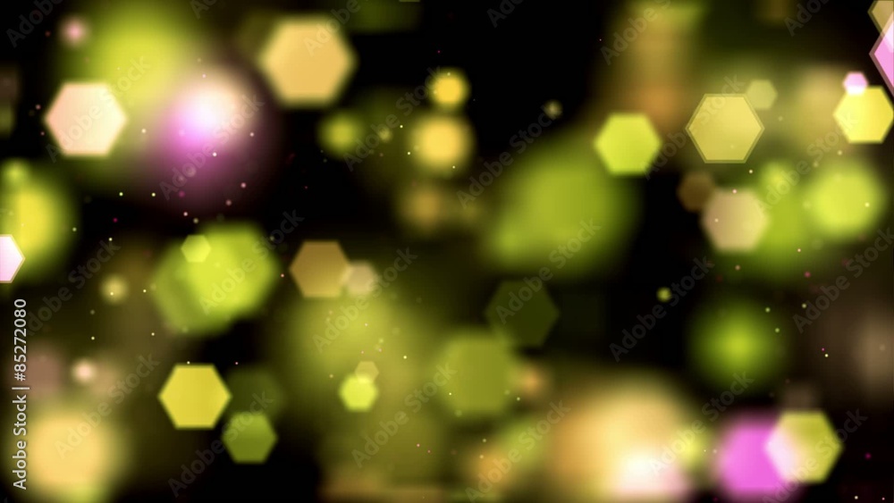 Buntes Sechseckbokeh und Partikel