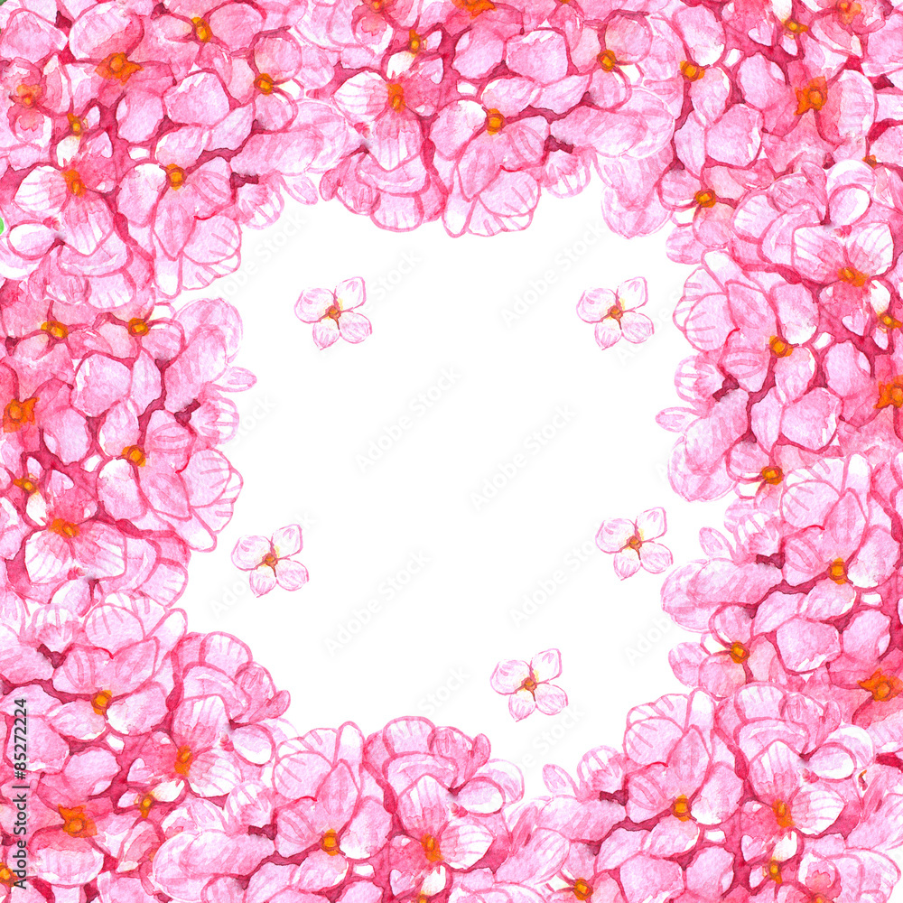 Pink flowers on a white background for wedding card