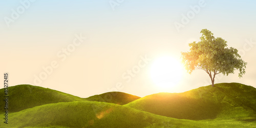3d rendering of a green field