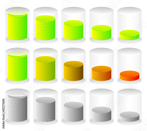 Cylindrical graphics for levels, fullness concepts. Progress ind