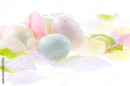 Easter Eggs   pastel silk flower petals. 