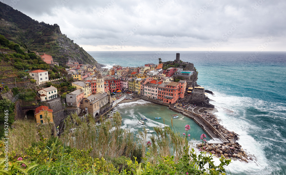Vernazza, Cinque Terre, town on the coast of Ligurian Sea, Italy