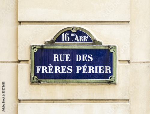 Εκτύπωση καμβά Paris, rue des freres perier old street sign