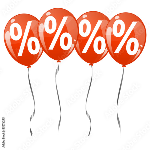 colored balloons with percentage signs