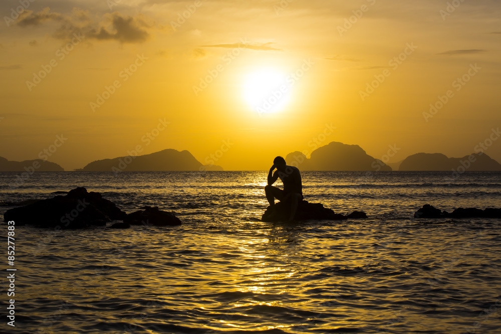 people greeted the dawn on the beach people greeted the dawn on the beach
