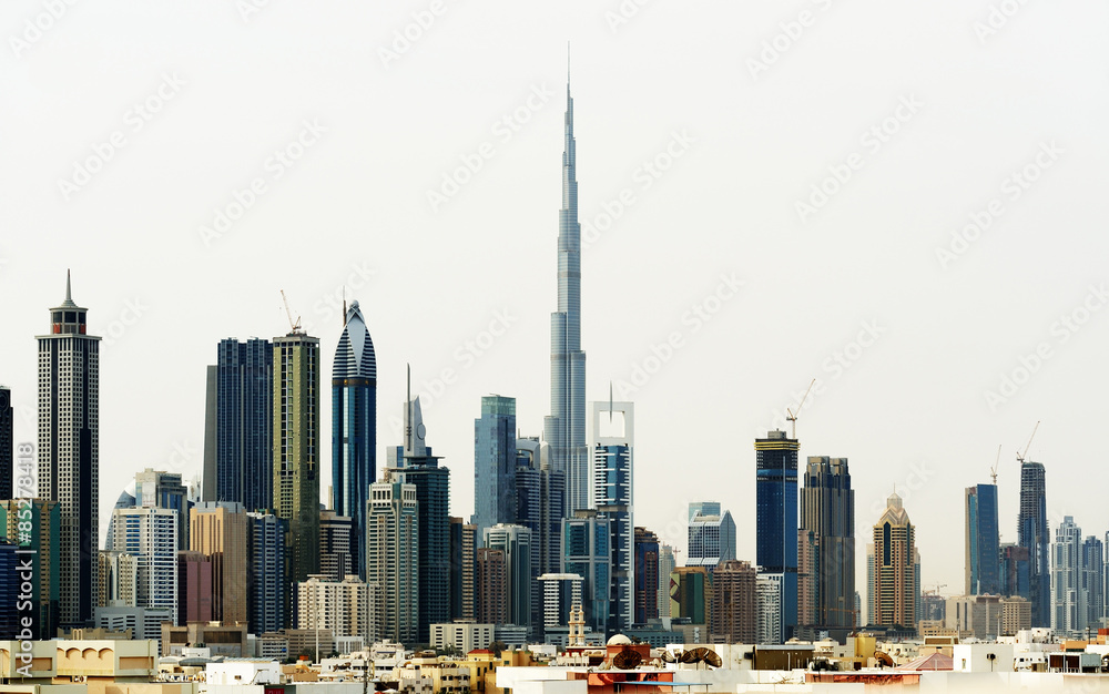 Obraz premium Dubai World Trade center and Burj Khalifa