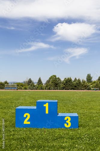 Athletics podium on grass