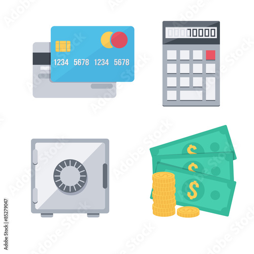 Finance money icons set. 