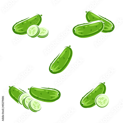 Cucumbers set. Vector