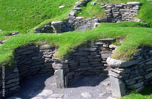Viking ruins, Jarslhof, Shetland, Scotland photo