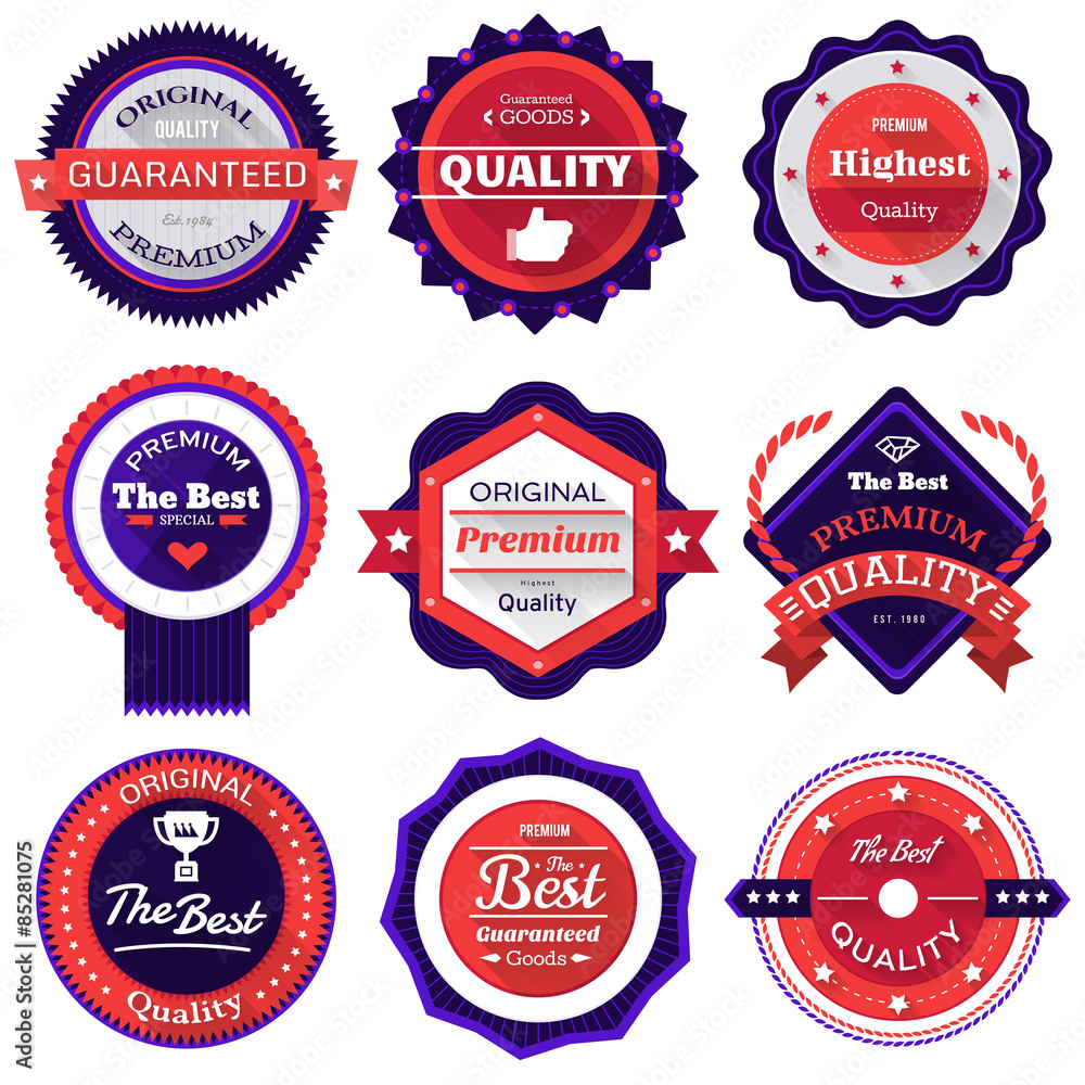 Fototapeta premium Badges quality vector set