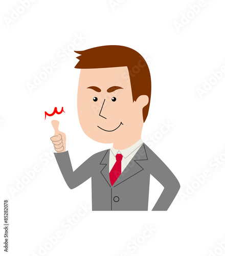 A businessman smiling and showing a thumbs up sign, vector illustration